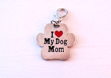 NEW Dog Keychain Pet Paw Metal I Love My Dog Mom Heart 1.5 x 1.5 Gift
