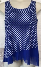 INC International Concepts Womens Blue Mesh White Polka Dot Tank Top Sz. XL USED