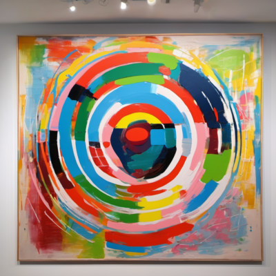 Target Naive Pop Art Colors Premium 120x120 cm gerahmt Natur Eiche XXL Bilder