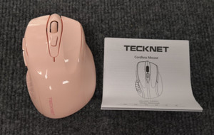 Tecknet Wireless Ergonomic 2.4GHz with USB dongle Optical Mouse M003 pink. new