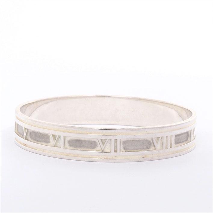 Authentic Tiffany & Co. Atlas Bangle Bracelet Silver 925 Ladies Accessories 20cm