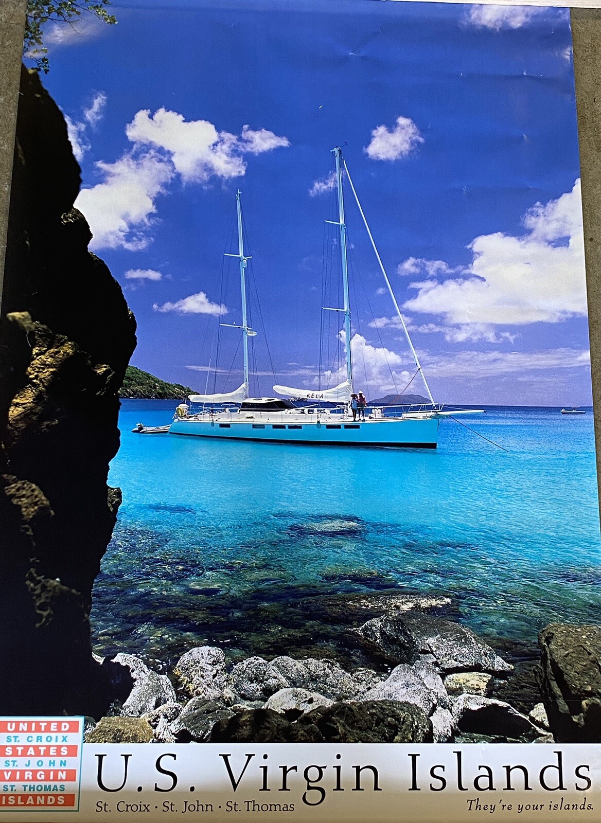 Póster de viaje original de colección Islas Vírgenes St. Croix-St. Jhon-St. Thomas #1