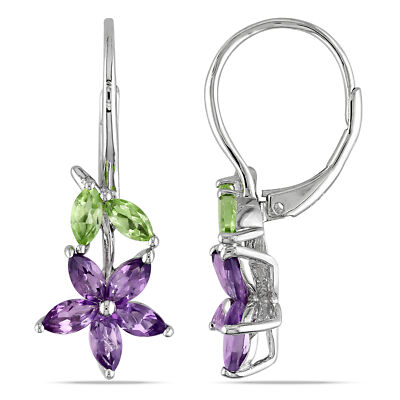 Amour Ohrringe Sterlingsilber 1 4/5 kt TGW Peridot und Amethyst Ohrstecker