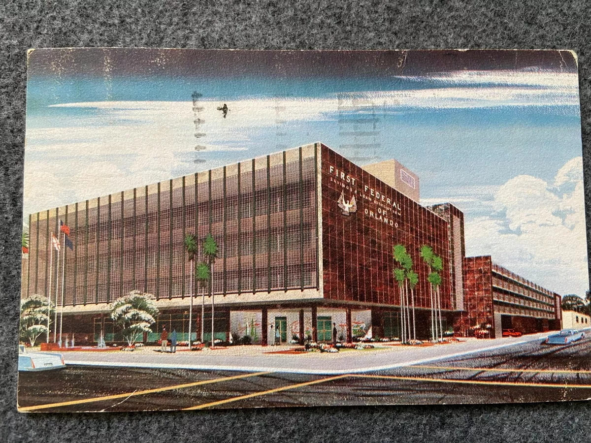 Main Office, First Federal Savings and Loan, Orlando Florida Vintage  Postcard