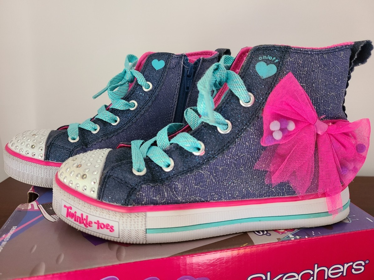 Skechers Twinkle Toes Busy Bows Girl's Sz 1.5 Light Up High