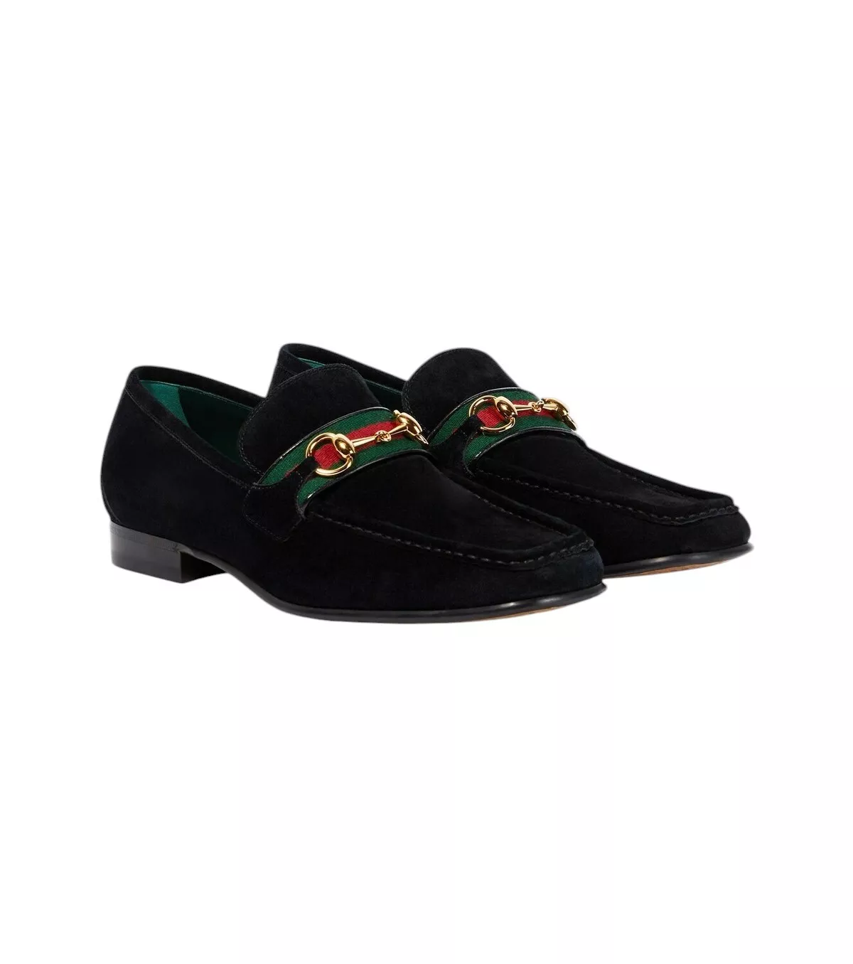 Mocassins authentiques homme Gucci noir supersoft daim Horsebit 757771 neufs