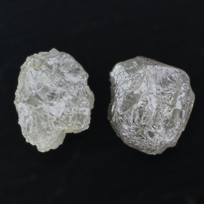 1.24 Carat 2 Pcs White Grey Raw Diamond Uncut Natural Loose Diamonds Jewelry