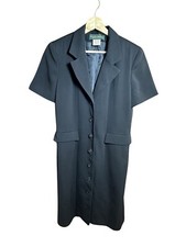 VTG Harve Benard Women's Sz 8 Button-Down Collared Knee Length Black Dress
