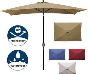 Blissun 10 Rectangular Patio Umbrella Outdoor Market Table Umbrella With Push B Ebay