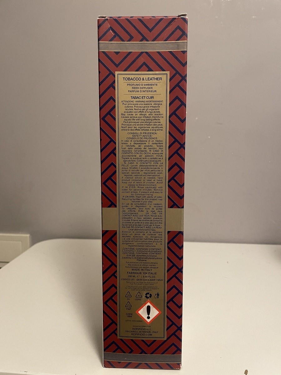 Hopificio Firenze TOBACCO & LEATHER Reed Diffuser 250ml MADE IN ITALY