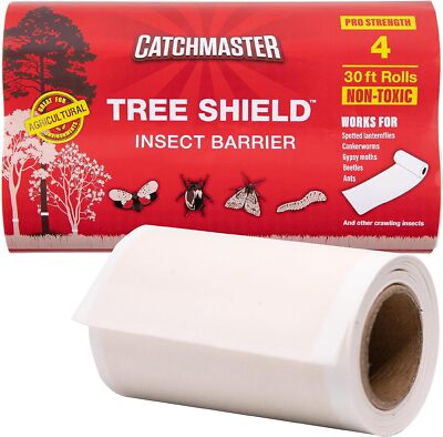 Tree Shield Lantern Fly & Ant Traps Insect Barrier, 4 Rolls 30Ft Each, Outdoor A
