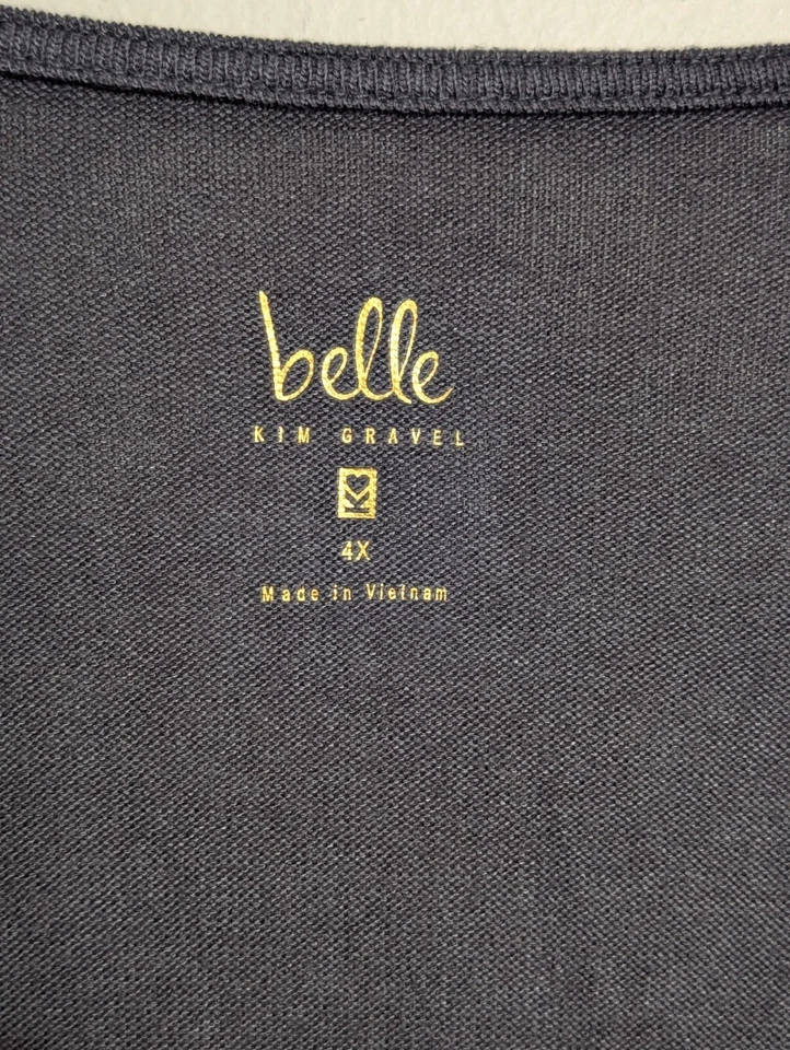 女式 Belle Kim Gravel 长袖衬衫上衣衬衫加大码 4X 灰色 — 第 3/4 张图片