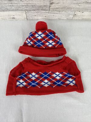 Winter Outfit For Boy Cabbage Patch Doll-Hat And Matching Vest In Red White Blue