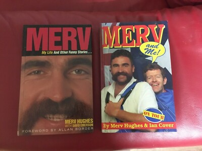 2 MERV HUGHES BOOKS MY LIFE & MERV & ME HARDCOVERS PHOTOS CRICKET COMEDY STORIES