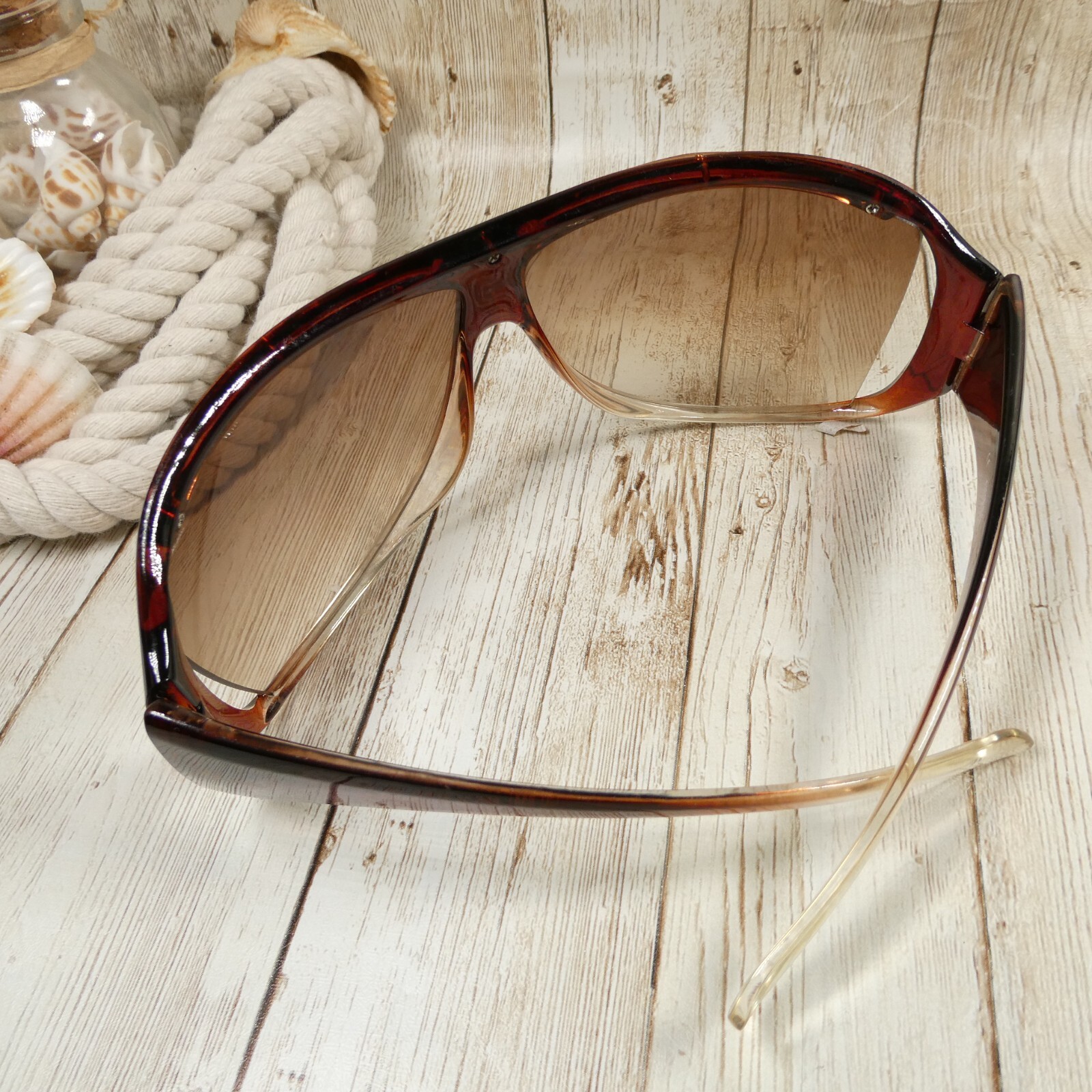 Guess Transparent Brown Gradient Wrap Sunglasses … - image 9