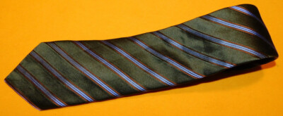 MICKY MILANO MADE IN ITALY GREEN/BLUE/BROWN STRIPED TIE -  DESIGNER TIES.