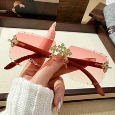 Triple Cross Sunglasses Sunglass Eyewear UV Protect Lens Luxury Unisex Men Women