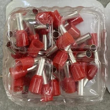 BM 00612 Insulated End Sleeve/Bootlace Lug, 10mm2/8 AWG, RED, 50 Pc's Pkt