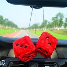 Car Colorful Soft Spotty Furry Fluffy Hanging Mirror Dice Fuzzy Deco,