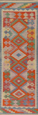 Kilim Kelim Handmade Runner Rugs Flatweave Vibrant Geometric Wool Carpet 3x10