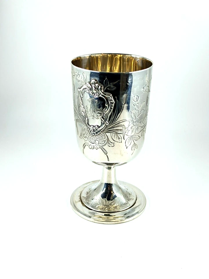 Coupe Calice Argent Massif Minerve Gravé Antique Silver French Wine Goblet Cup - Photo 4/4