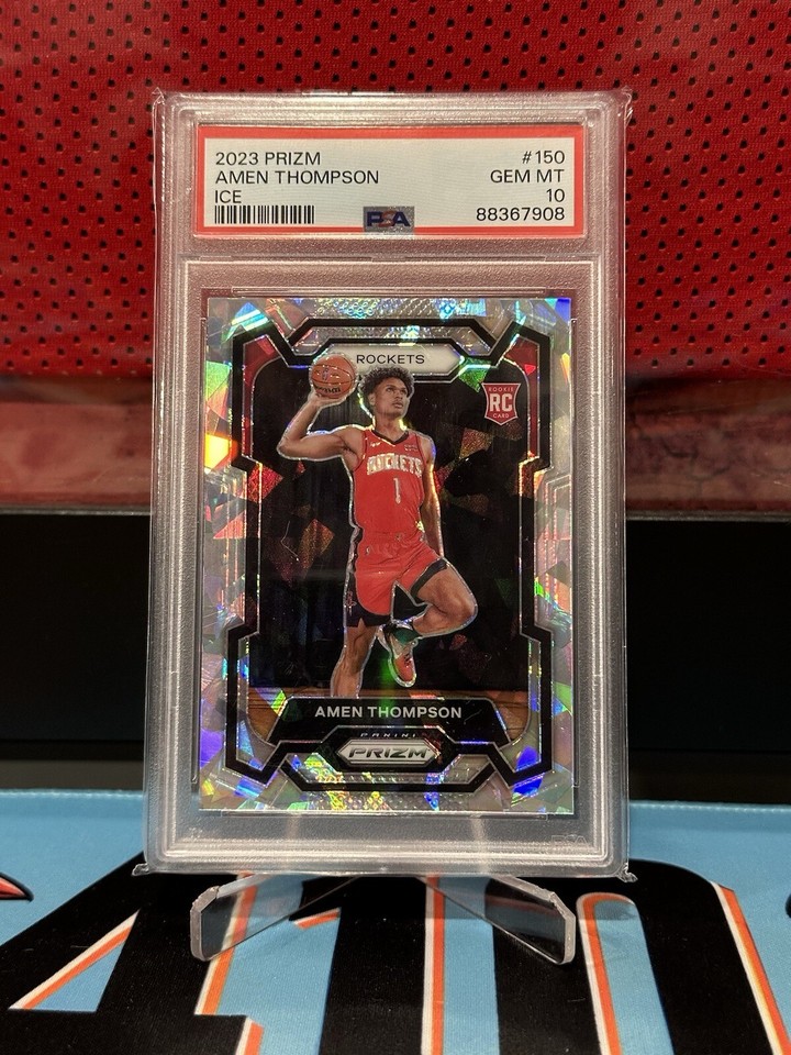 2023 Panini Prizm Amen Thompson PSA 10 Rookie Cracked Ice Houston Rockets 150 eBay