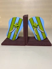Vintage Flip Flop Bookends Hand Painted Beach House Decor