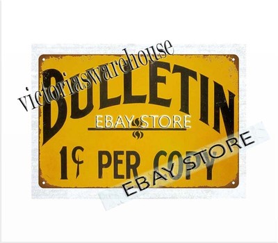 reproduction wall art 1920s The Bulletin Newspaper San Francisco metal tin sign