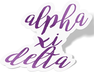 Alpha Xi Delta Cursive Word Sticker Alpha Zee Violet Ebay