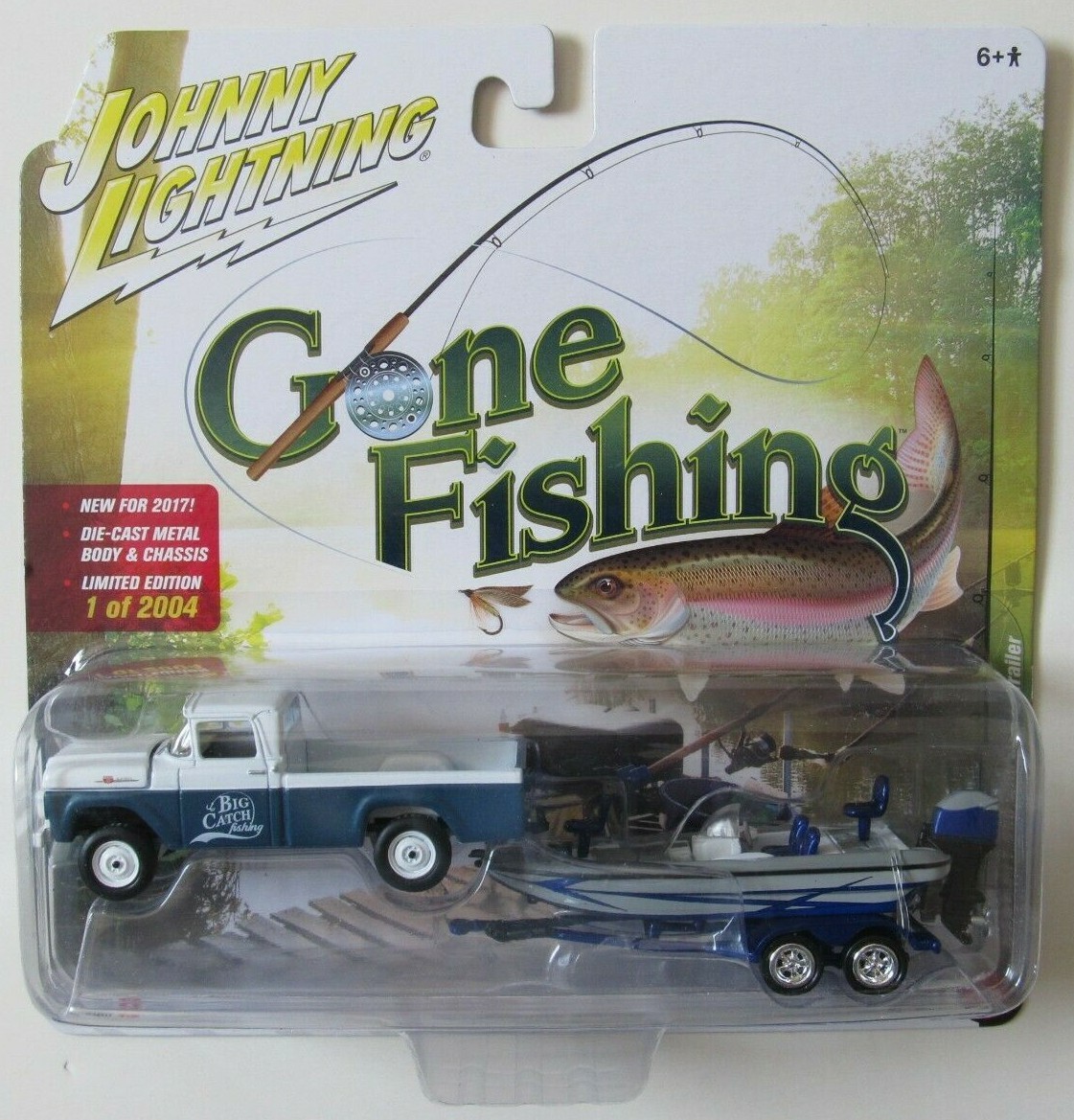 JOHNNY LIGHTNING GONE FISHING S2 1959 FORD F-250 w/BOAT & TRAILER #3 A  1/2,004