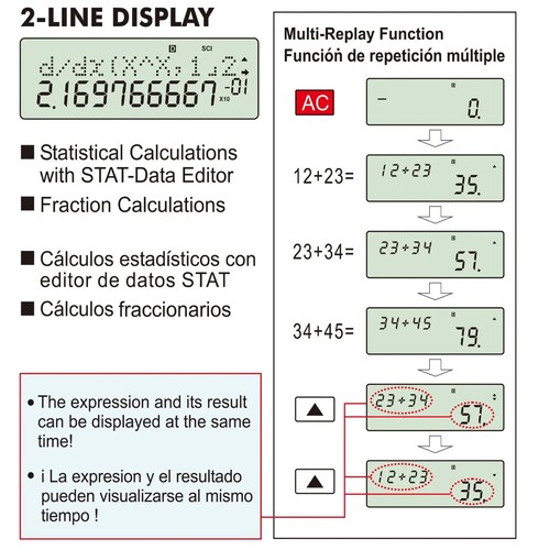 MOTARRO Calculatrice Scientifique Multifonction Ecran 2 lignes scolaire portable - Photo 6/6
