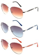 3 Packs Classic Aviator Shape Metal Frame Fashion Sunglasses, Two Tone Frame