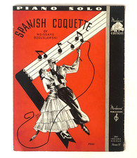 1936 Sheet Music Spanish Coquette Tango Dancers Artwork 3 Pages Vintage