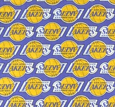 NBA Los Angeles LA LAKERS 100 COTTON FABRIC 9"x44" QUARTER 1/4 YARD