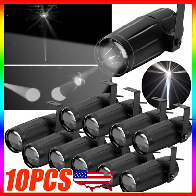 10X Disco Ball Pin Spot Light LED Stage Lighting White Beam Spotlight Club Party