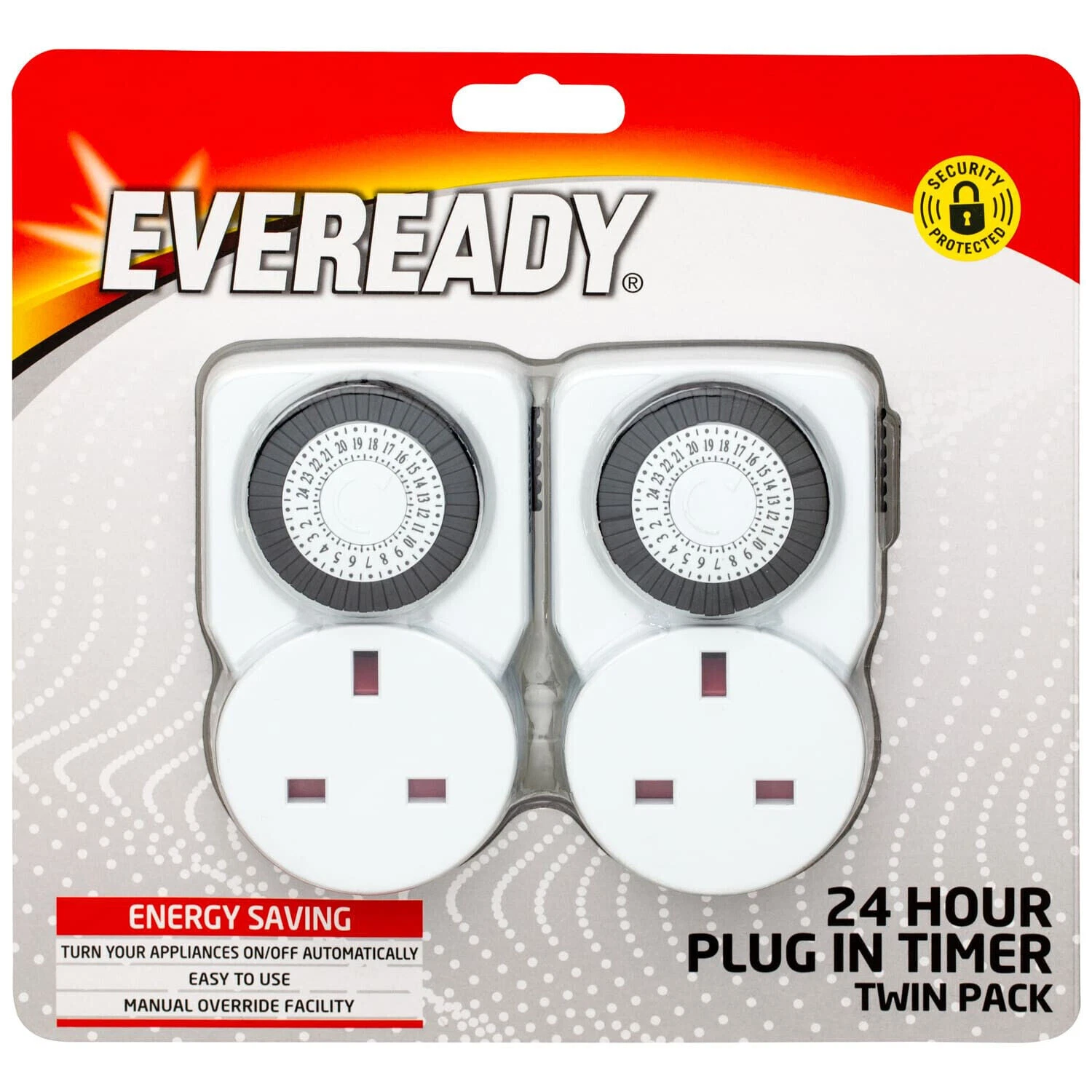 2 Pack Eveready 24hr Plug-In Timer Sockets Brilliant for Controlling Lights