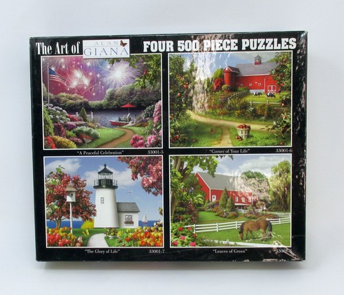 Art of Alan Giana Four 500 Piece Jigsaw Puzzles Lighthouse Farm Barn Fireworks - Picture 8 of 9