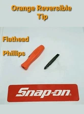 ORANGE Snap on tools pocket screwdriver REVERSIBLE TIP pocket screwdriver w/clip