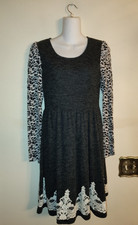 Womens A'Reve AnthropologieGray Acrylic A Line Dress & White Decorated Lace Sz M