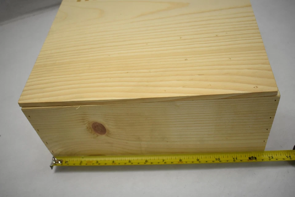Pine Wood Storage Box with Lid Natural Unfinished Craft Keepsake 13" x 11" x 6" - Image 4 of 4