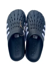 Adidas Mens Adilette Clog Black White Sripe Slip On Lightweight Casual Shoe