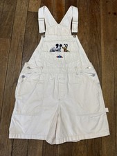 Vintage 90s Disney Mickey Unlimited Jerry Leigh White Bib Overall Shorts Embroid