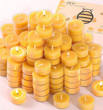 45 Pack Pure Beeswax Tea Light Candles Bulk 4 Hours, Natural Beeswax Tealights C
