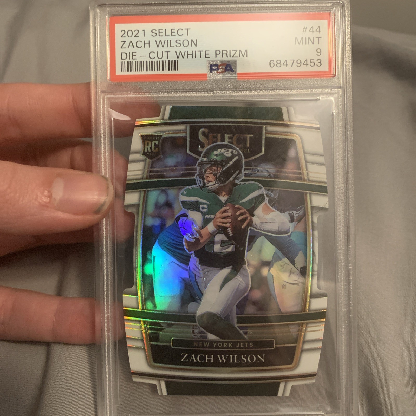 Zach Wilson 2021 Panini Select #44 Concourse White Die Cut Prizm #/99 PSA 9 MINT