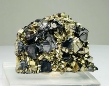 TETRAHEDRITE CRYSTALS seating on PYRITE BRILLIANT CRYSTALS from PERU....GORGEOUS