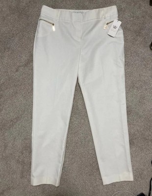 Chaus NY Chino Pants Women's Size 12 White w/ Gold Zippers New with tags