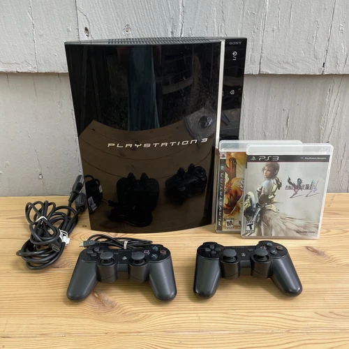 Sony PlayStation 3 PS3 Fat CECHK01 80GB Complete Bundle -2 Controllers, 3 Games