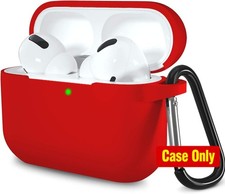 Red Silicone Protective Case Cover for AirPods Pro 1st/2nd Gen with Keychain
