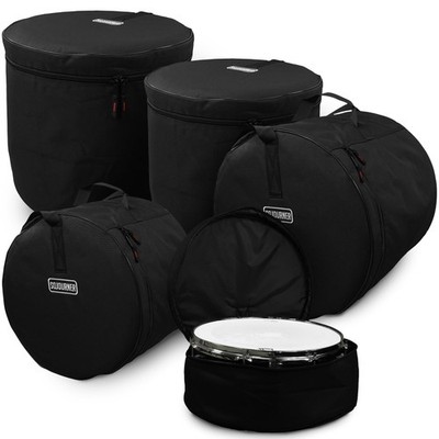 5-Piece Drum Case Set - Travel Bags for Standard Kits, Includes 22'' Black