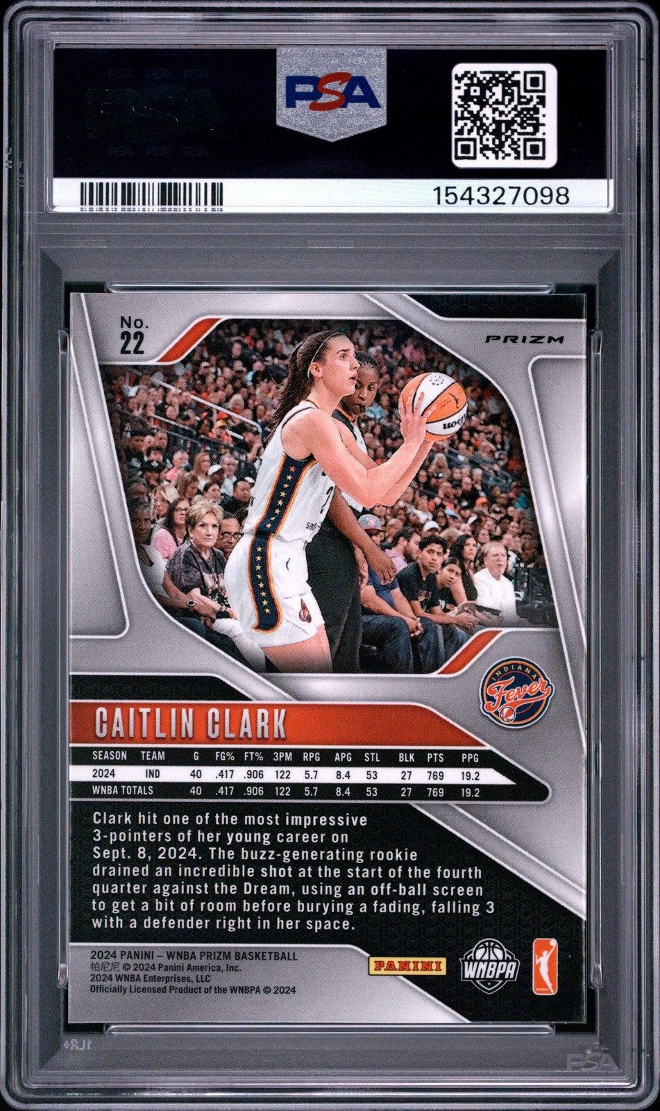 2024 PANINI PRIZM WNBA ICE #22 CAITLIN CLARK PSA 9 view 2